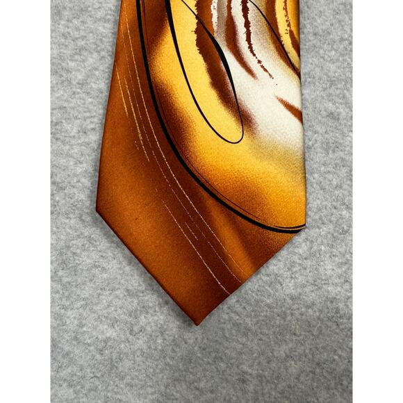 J. Garcia Two Guards Collection Fifty Six Orange Brown Silk Neck Tie - Picture 3 of 6